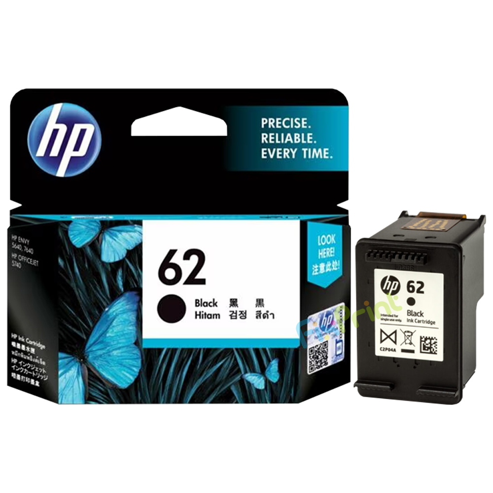 Cartridge Original HP 62 Black C2P04AA, Tinta Printer HP Envy 5540 5541 5542 5544 5546 5548 5640 5642 5644 5646 7640 7643 - HP Officejet 200 250 Mobile 5740 5742 5744 5746 e-All-in-One