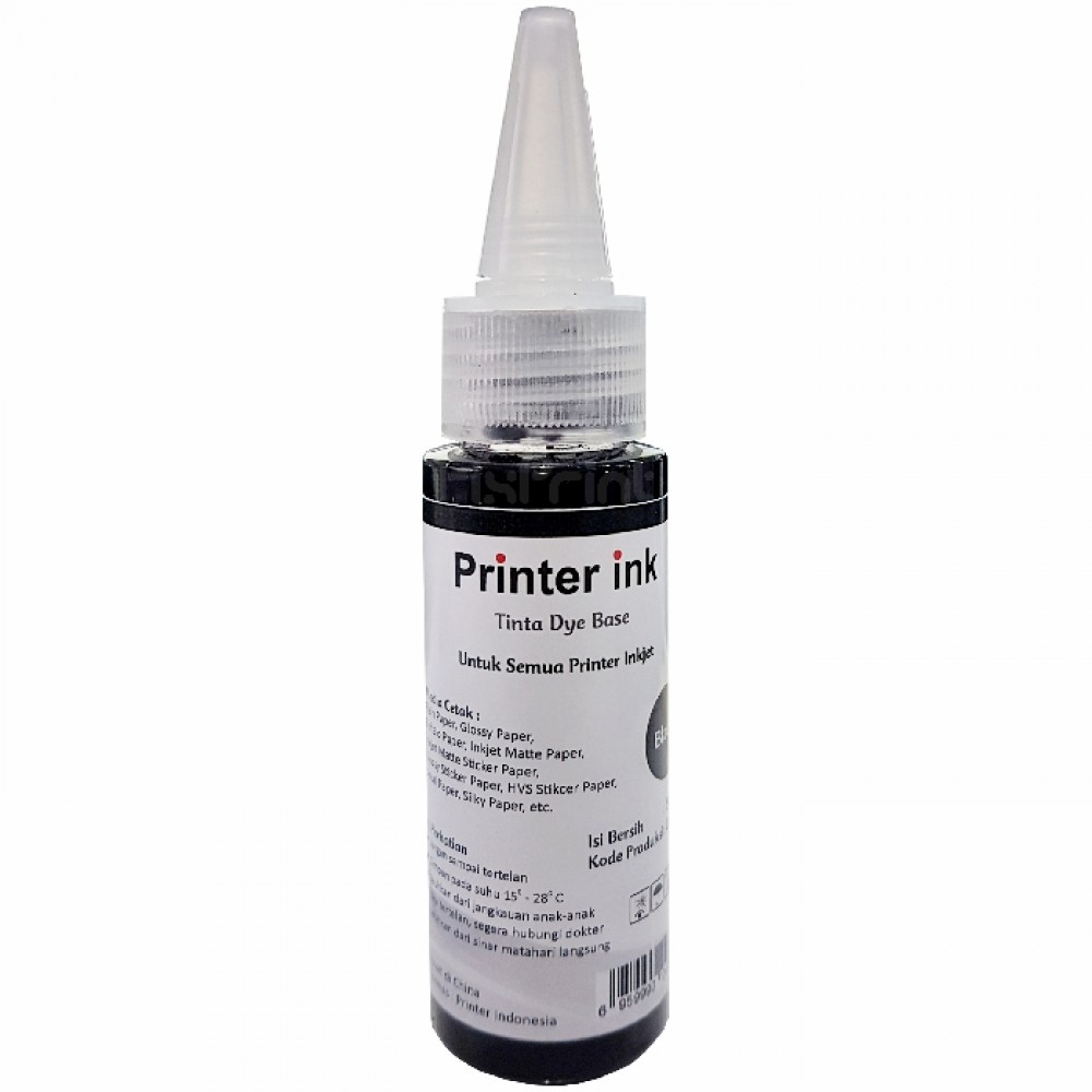 Tinta Refill Printer Ink Black 40ml, Tinta Dye Base Tutup Model Kerucut