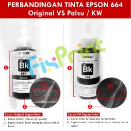 Tinta Refill Epson Original Ori 664 t6641 Black 70ml, Printer L110 L120 L210 L220 L300 L310 L350 L355 L360 L365 L380 L405 L455 L485 L550 L555 L565 L100 L200